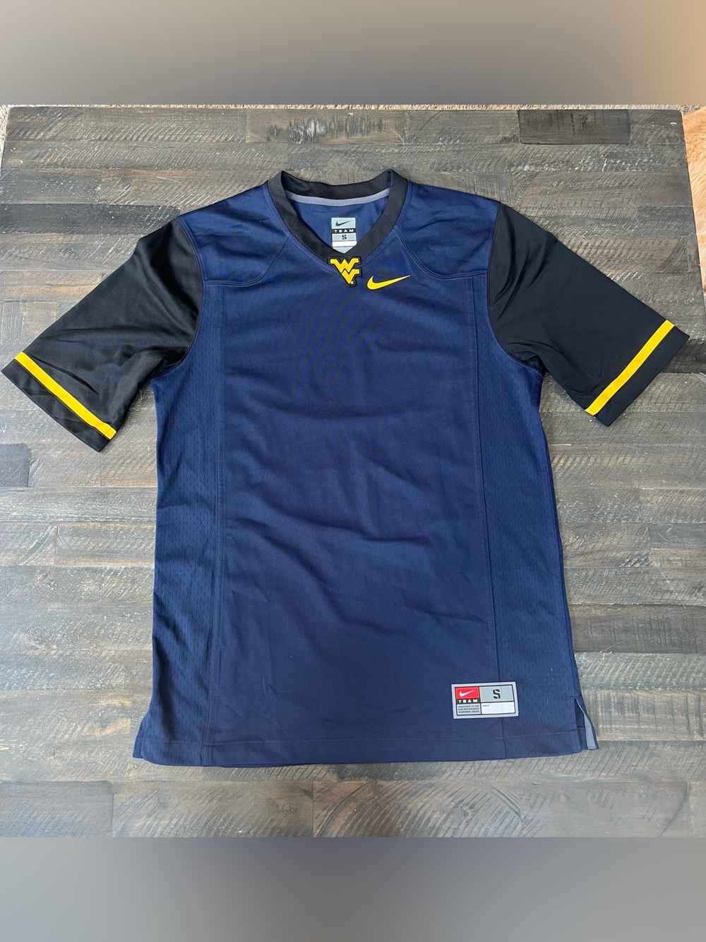 Nike WVU West Virginia Mountaineers Football Jersey Size Small Navy Gold